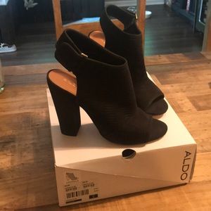 Aldo Sz9 Lovialla Black Open Toe Booties